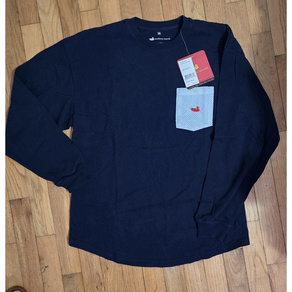 Navy Blue Southern Marsh Long Sleeve T-Shirt with Pocket Size XS- NWTs